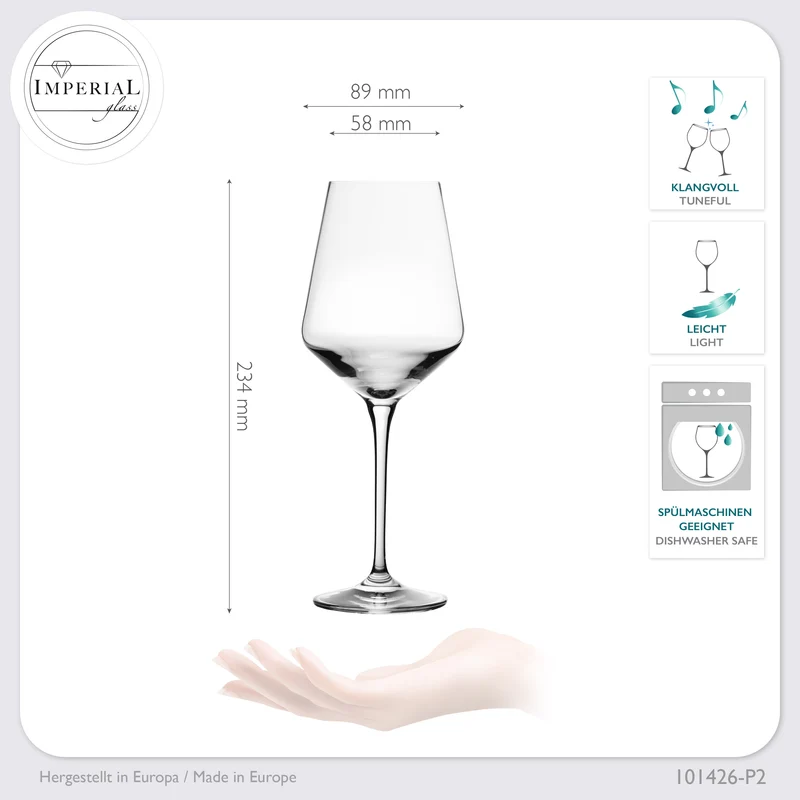 IMPERIAL glass Weißweingläser 450ml "Athen" Set 2-Teilig Riesling Glas aus Crystalline Glas Weingläser Spülmaschinenfest