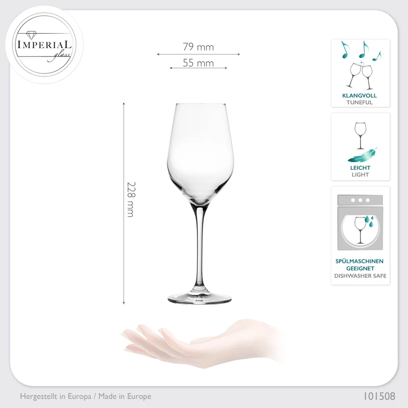 IMPERIAL glass Weißweingläser 200ml "Sydney" Set 6-Teilig Riesling Glas aus Crystalline Glas Weingläser Spülmaschinenfest