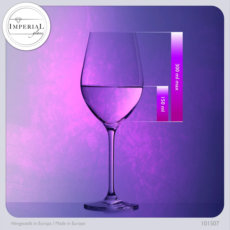 IMPERIAL glass Rotweingläser 300ml Set 6-Teilig "Sydney" Bordeauxgläser aus Crystalline Glas Weinglas Spülmaschinenfest