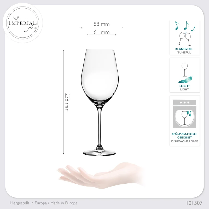 IMPERIAL glass Rotweingläser 300ml Set 6-Teilig "Sydney" Bordeauxgläser aus Crystalline Glas Weinglas Spülmaschinenfest