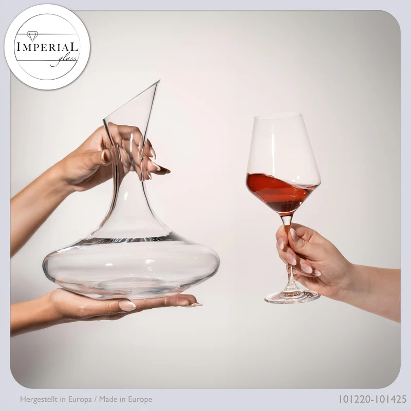 IMPERIAL Weindekanter mit 4er Set Rotweingläser aus Crystalline Glas Serie Athen 2100ml/580ml