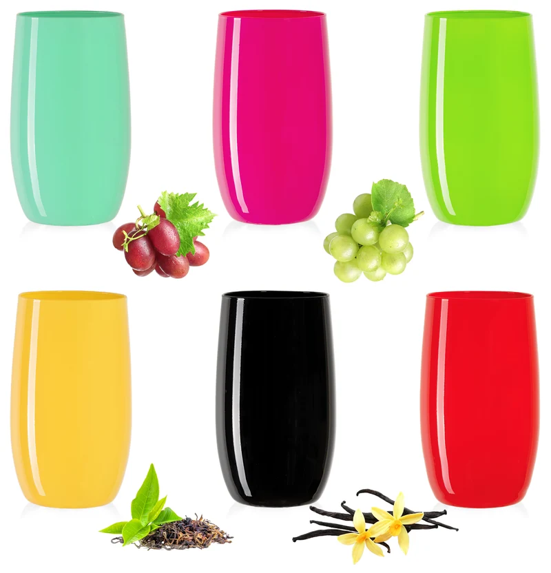 PLATINUX Bunte Elegante Trinkgläser 320ml (max. 400ml) Set 6 Teilig