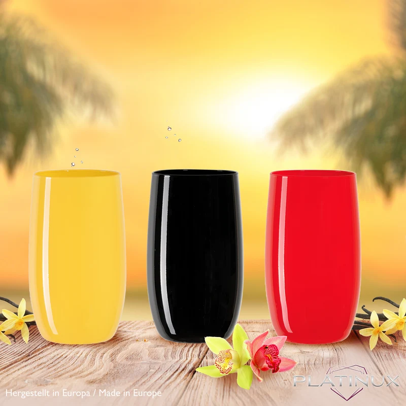 PLATINUX Bunte Elegante Trinkgläser 320ml (max. 400ml) Set 6 Teilig