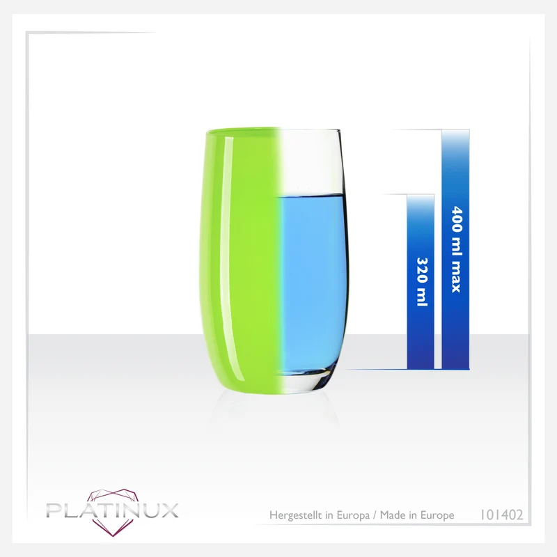 PLATINUX Bunte Elegante Trinkgläser 320ml (max. 400ml) Set 6 Teilig