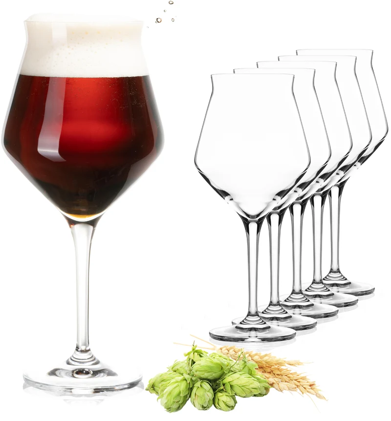 PLATINUX Biergläser Edel 400ml (max. 460ml) Set 6-Teilig aus Crystalline Glas