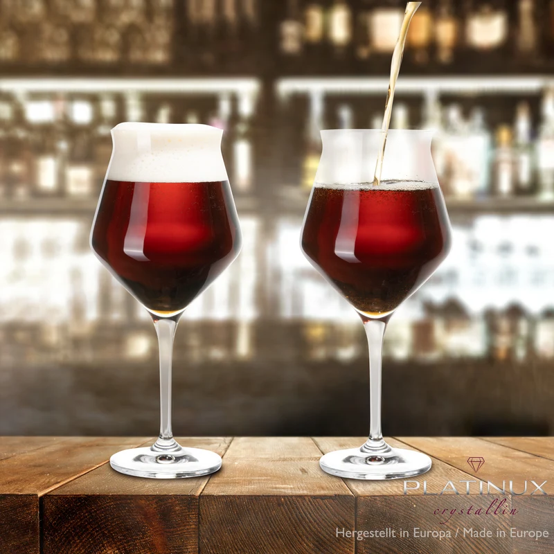 PLATINUX Biergläser Edel 400ml (max. 460ml) Set 6-Teilig aus Crystalline Glas