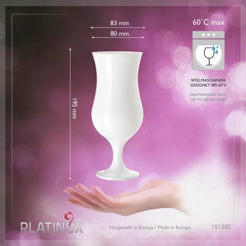 PLATINUX Weiße Cocktailgläser 400ml (max. 470ml) Set 6 Stück