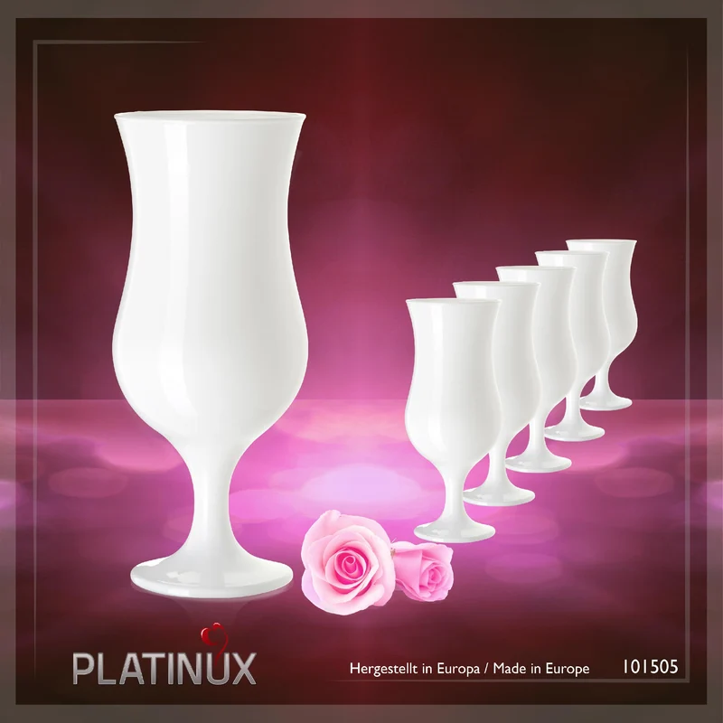 PLATINUX Weiße Cocktailgläser 400ml (max. 470ml) Set 6 Stück