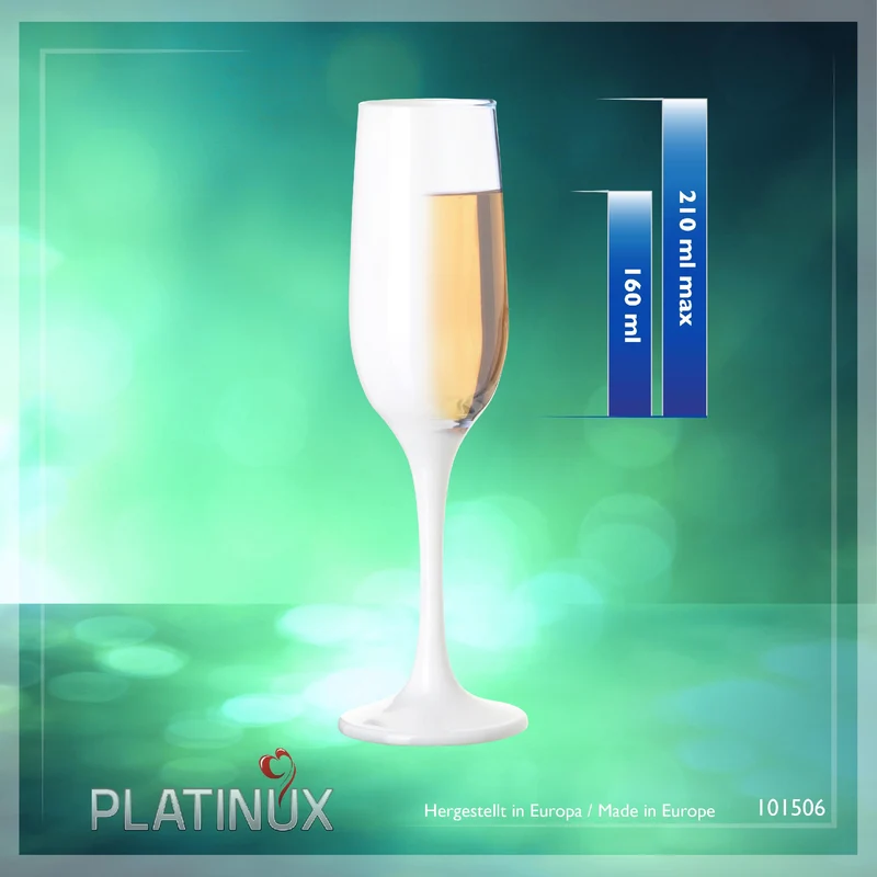 PLATINUX Weiße Sektgläser Set 6 Teilig Champagnergläser 160ml (max. 200ml) aus Glas