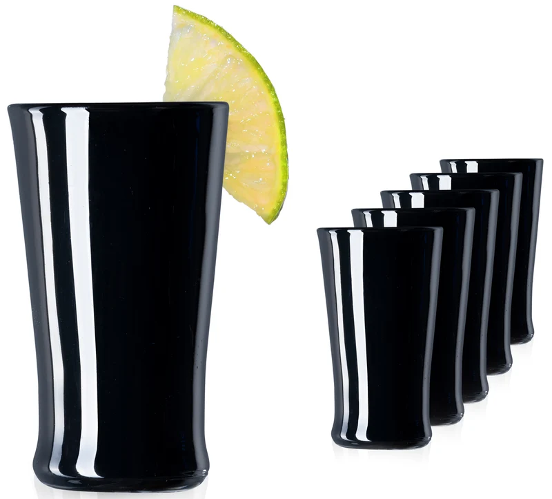 PLATINUX Schwarze Shotgläser aus Glas Set 6 Teilig 20ml (max. 30ml)