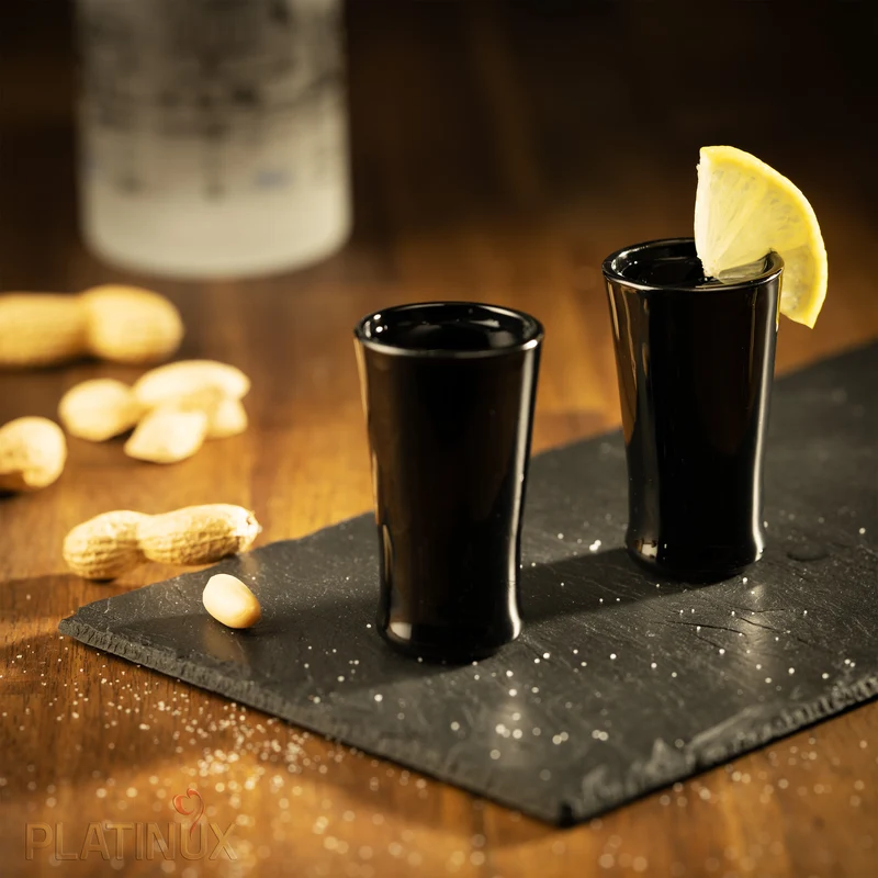 PLATINUX Schwarze Shotgläser aus Glas Set 6 Teilig 20ml (max. 30ml)