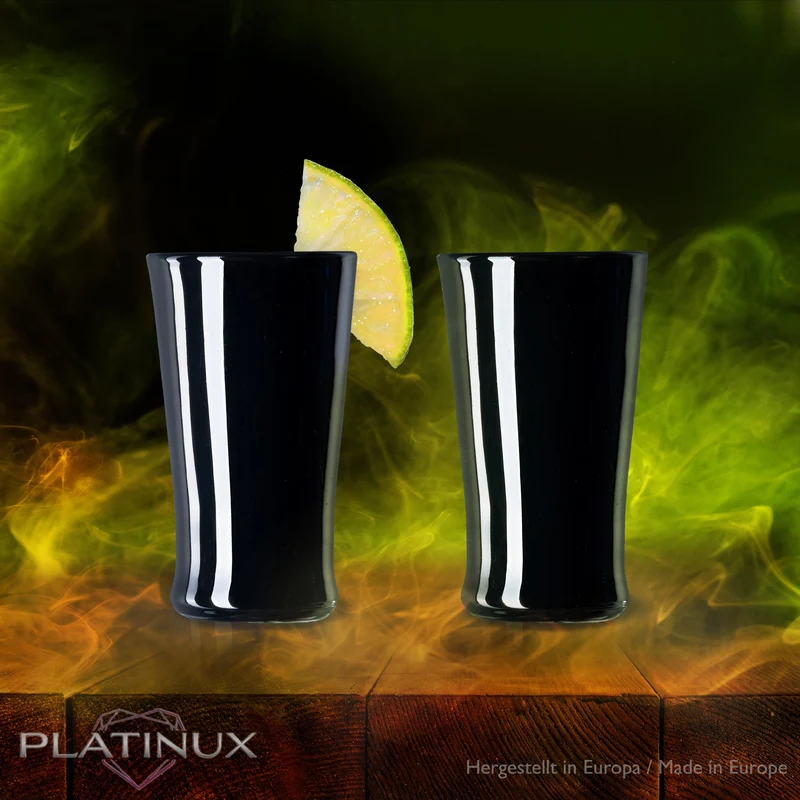 PLATINUX Schwarze Shotgläser aus Glas Set 6 Teilig 20ml (max. 30ml)