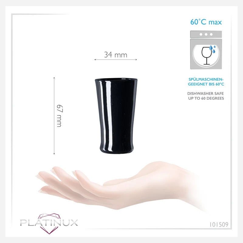 PLATINUX Schwarze Shotgläser aus Glas Set 6 Teilig 20ml (max. 30ml)