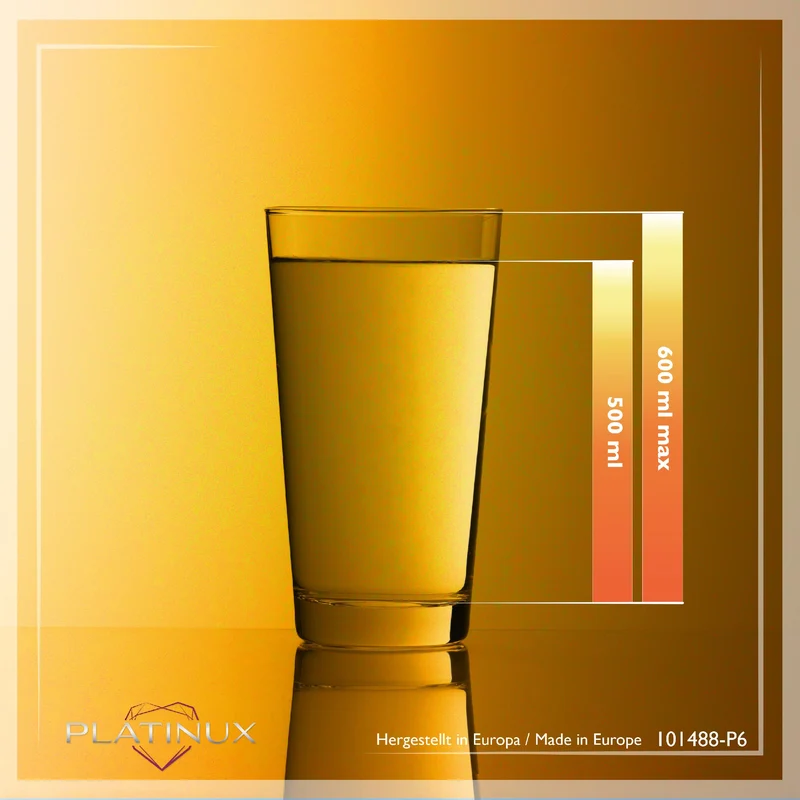 PLATINUX Biergläser Set 500ml (max. 600ml) 6-Teilig aus Glas 0,5L