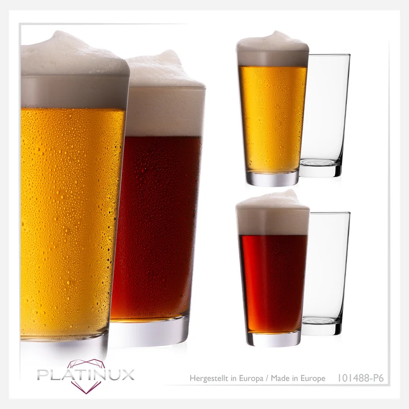 PLATINUX Biergläser Set 500ml (max. 600ml) 6-Teilig aus Glas 0,5L