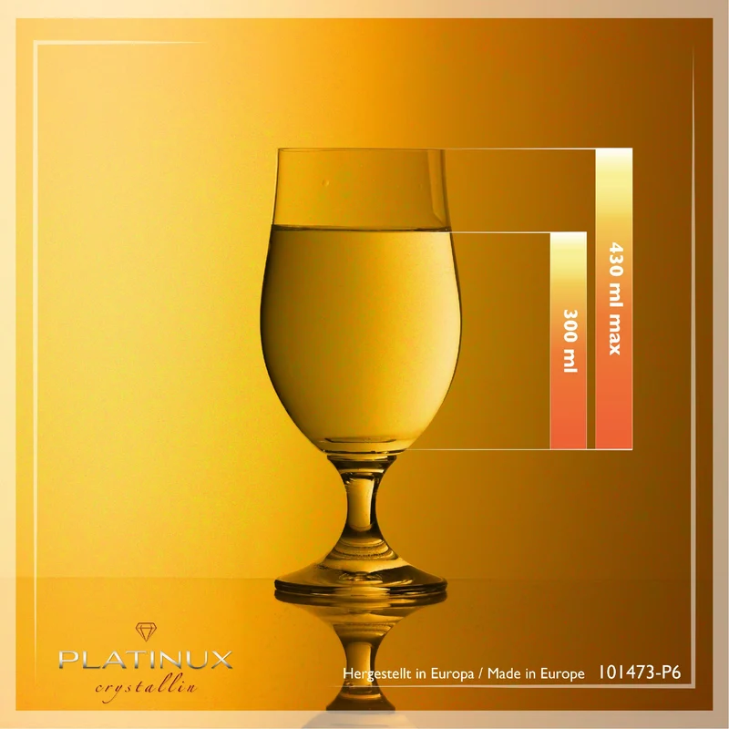 PLATINUX Bierpokale 300ml (max. 400ml) Set 6-Teilig Biergläser aus Crystalline Glas