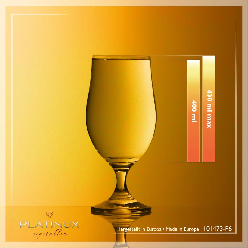 PLATINUX Bierpokale 300ml (max. 400ml) Set 6-Teilig Biergläser aus Crystalline Glas