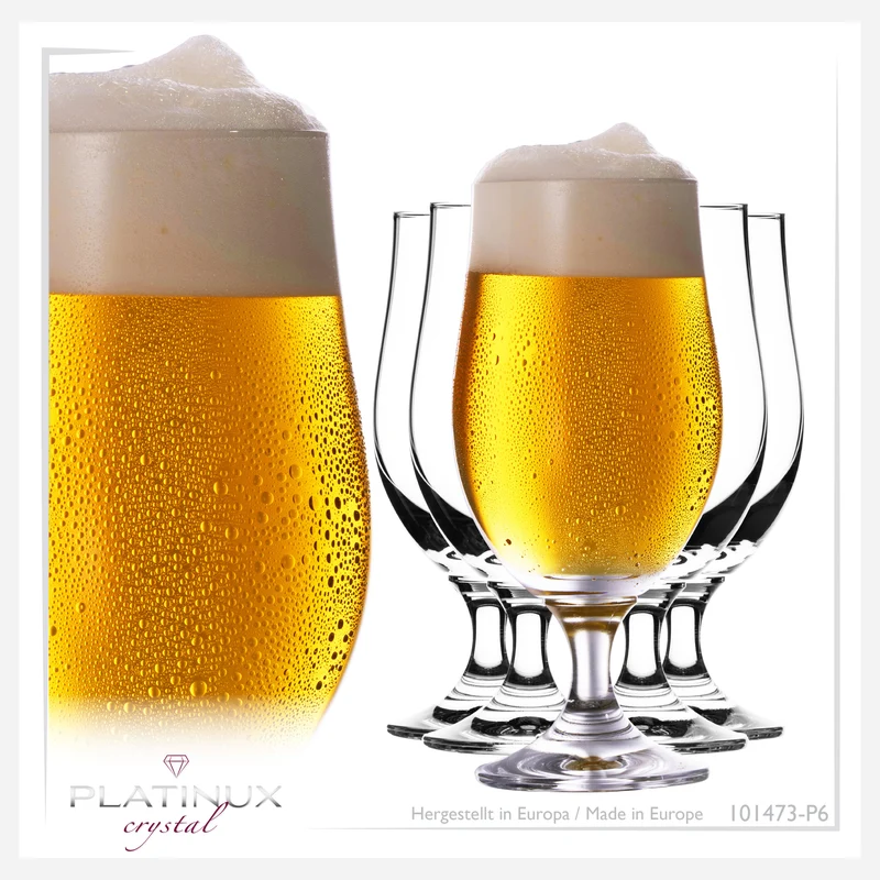 PLATINUX Bierpokale 300ml (max. 400ml) Set 6-Teilig Biergläser aus Crystalline Glas