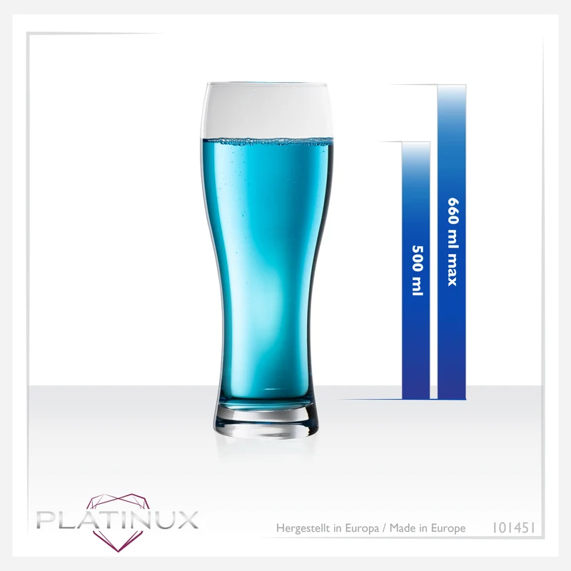 PLATINUX Klassische Biergläser 500ml (max. 660ml) Set 6-Teilig