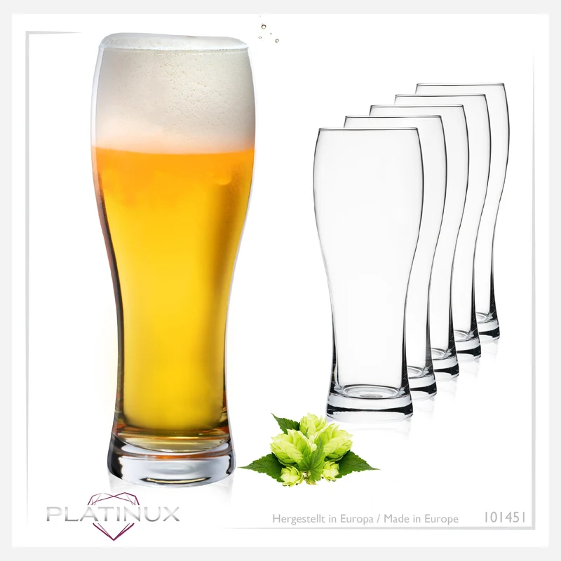 PLATINUX Klassische Biergläser 500ml (max. 660ml) Set 6-Teilig
