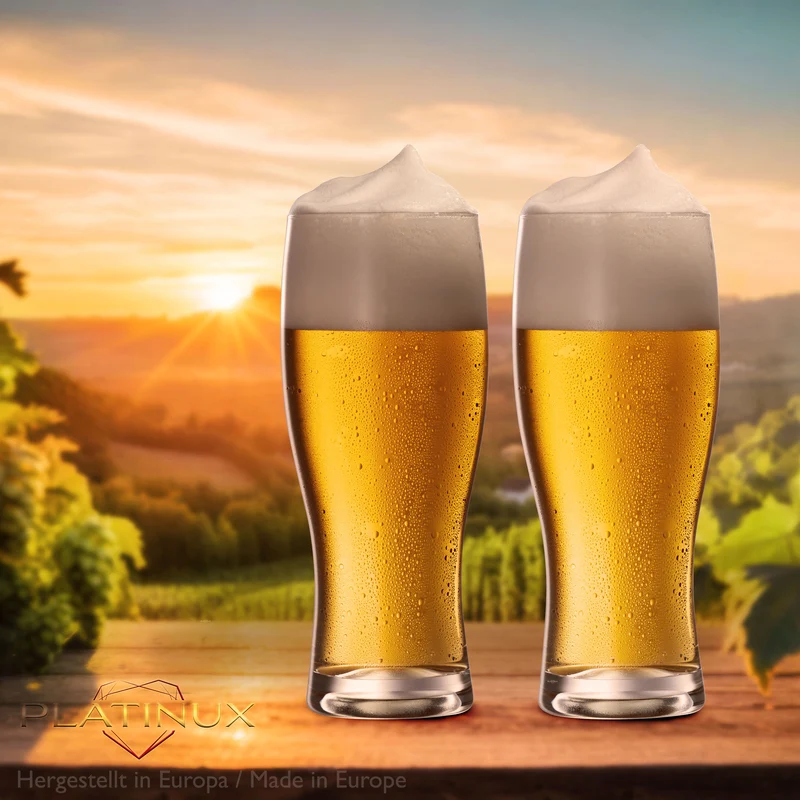 PLATINUX Biergläser 500ml (max. 640ml) Set 6-Teilig Bierseidel Weizengläser 0,5L Glas