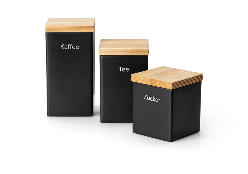 -Continenta- Vorratsdose mit Holzdeckel und Silikonring "Tee", 1000ml 10x10x16,5cm