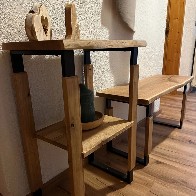 Garderobe 'Waldkante' | verschiedene Ausführungen | Eiche massiv | 2 x geölt | Eisenkuven schwarz | Made in Austria