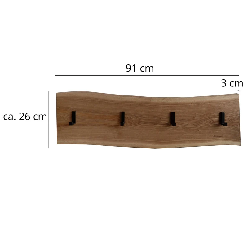 Garderobe 'Waldkante' | verschiedene Ausführungen | Eiche massiv | 2 x geölt | Eisenkuven schwarz | Made in Austria