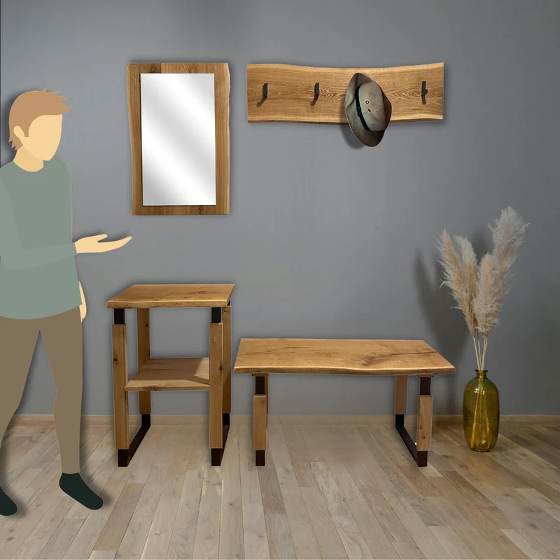 Garderobe 'Waldkante' | verschiedene Ausführungen | Eiche massiv | 2 x geölt | Eisenkuven schwarz | Made in Austria