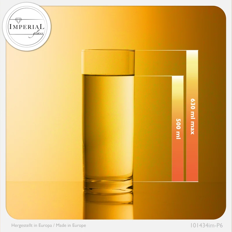 IMPERIAL glass Kölschgläser aus Glas Set 6-Teilig 500ml (max. 630ml) Kölschstangen 0,5L