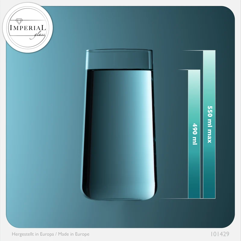 IMPERIAL glass Trinkgläser aus Glas 490ml (max. 550ml) Set 6 Teilig Wassergläser groß