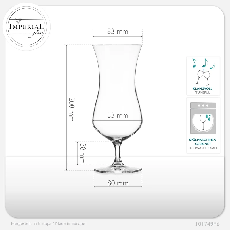 IMPERIAL glass Große Cocktailgläser aus Crystalline Glas 400ml Set 6 Teilig