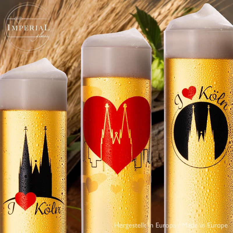 IMPERIAL glass Kölschgläser mit Kölner Dom Motiven Set 6-Teilig 200ml (max. 240ml) Kölschstangen aus Glas