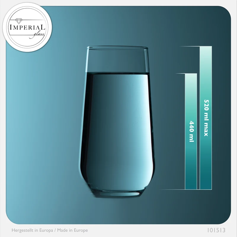 IMPERIAL glass Trinkgläser aus Glas 440ml (max. 520ml) Set 6-Teilig