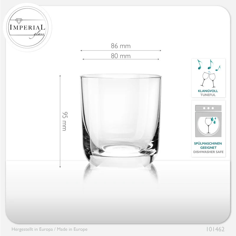 IMPERIAL glass Trinkgläser aus Glas 225ml (max.330ml) Set 12-Teilig