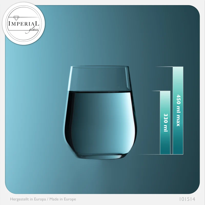 IMPERIAL glass Trinkgläser aus Glas 330ml (max. 450ml) Set 12-Teilig