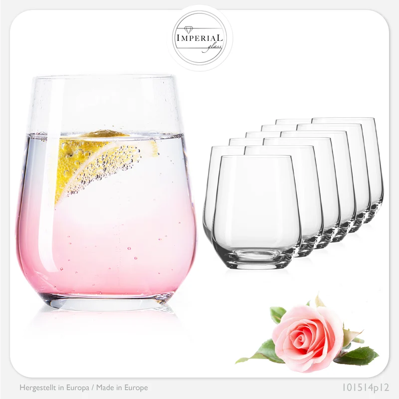 IMPERIAL glass Trinkgläser aus Glas 330ml (max. 450ml) Set 12-Teilig