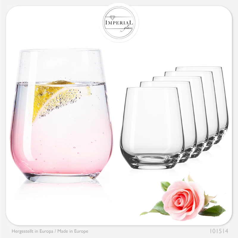 IMPERIAL glass Trinkgläser aus Glas 330ml (max. 450ml) Set 6-Teilig