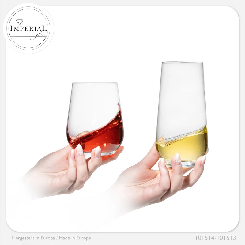 IMPERIAL glass Trinkgläser aus Glas 450ml & 520ml Set 12-Teilig