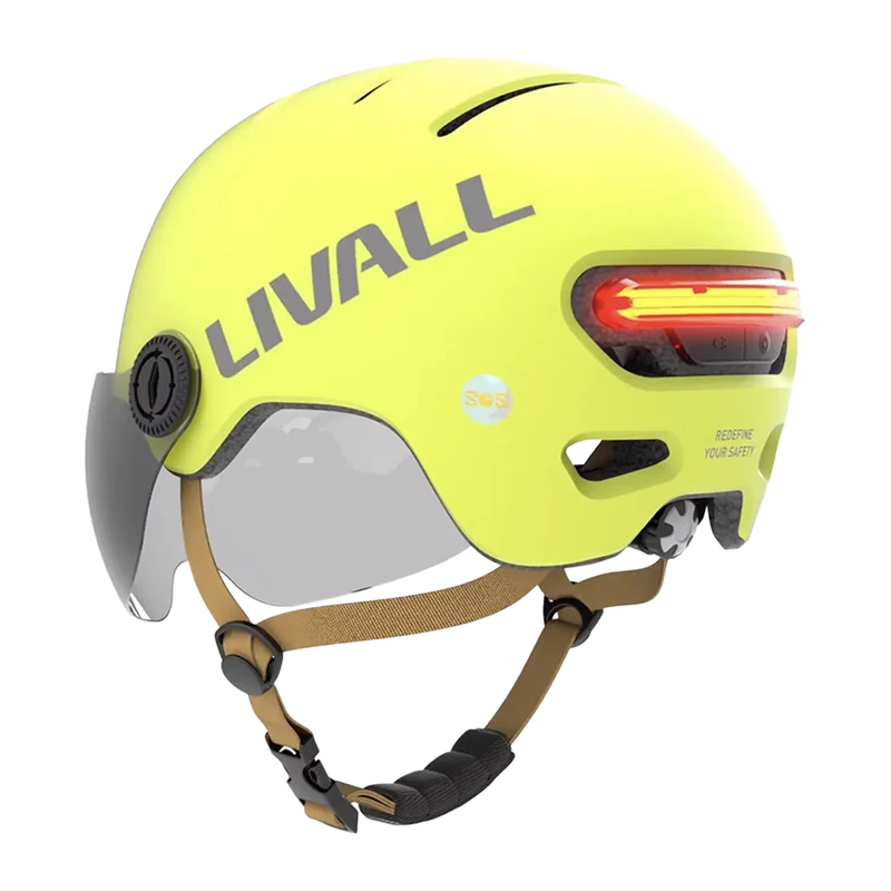 Fahrradhelm mit Visier, Bremslicht und SOS-Alarm
