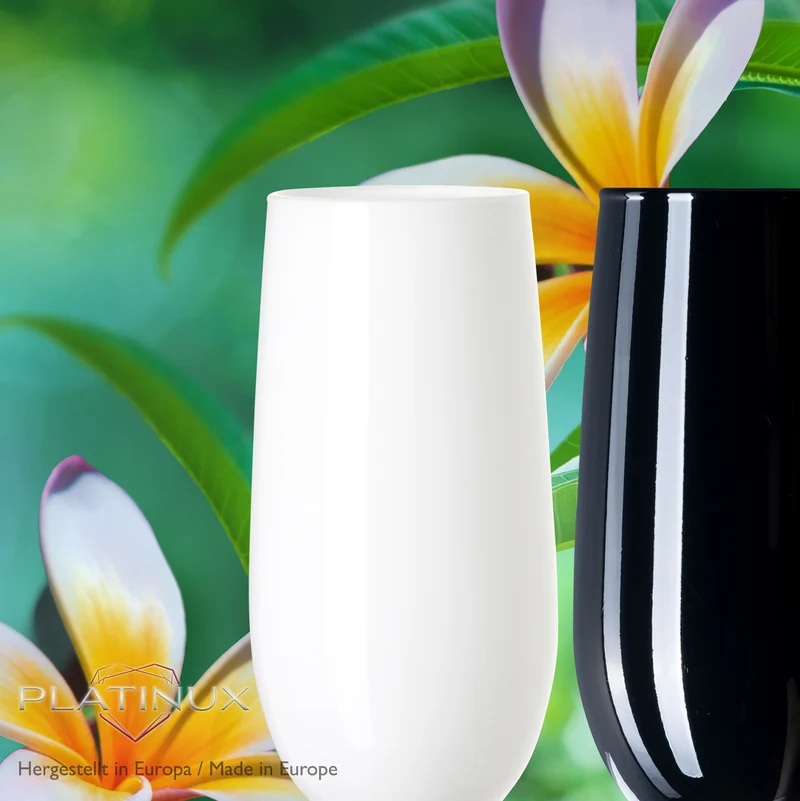 PLATINUX Schwarze & Weiße stabile Sektgläser Set 6 Teilig 160ml (max. 210ml) aus Glas