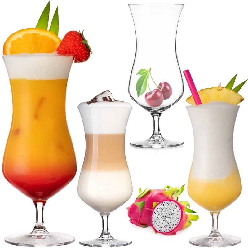 PLATINUX Große Cocktailgläser aus Crystalline Glas 400ml Set 4-Teilig Hurricane Gläser