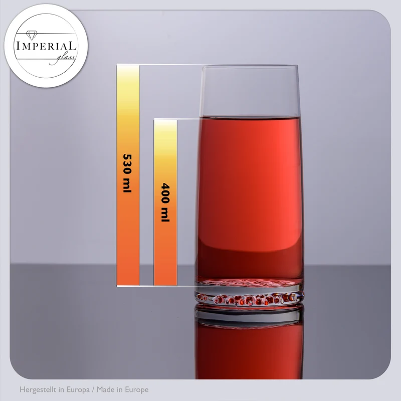 IMPERIAL glass Trinkgläser 6er Set "Faro" aus Crystalline Glas 530ml, strukturierter Boden spülmaschinenfest