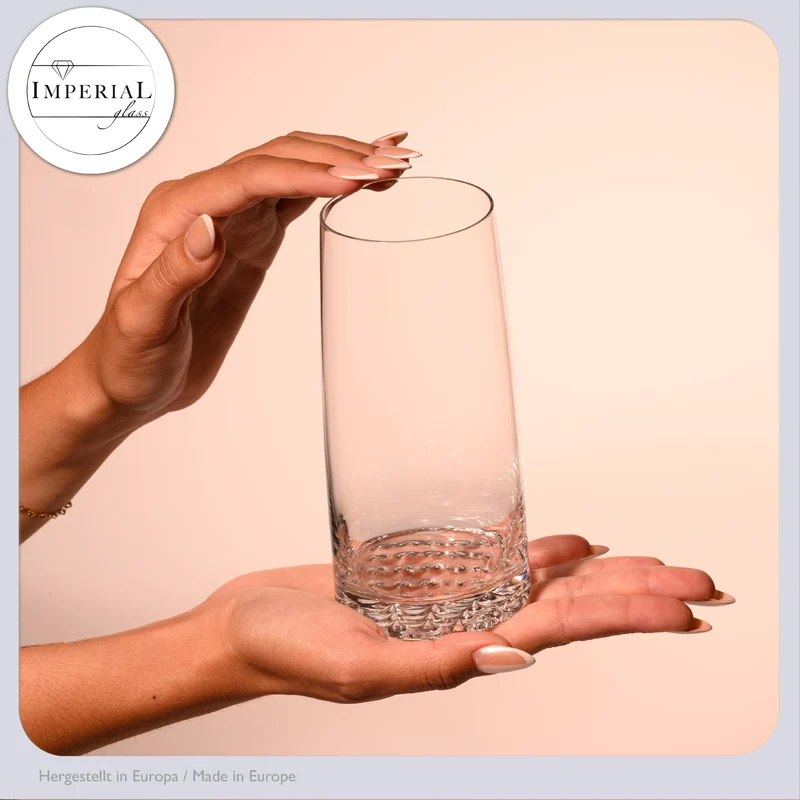 IMPERIAL glass Trinkgläser 6er Set "Faro" aus Crystalline Glas 530ml, strukturierter Boden spülmaschinenfest
