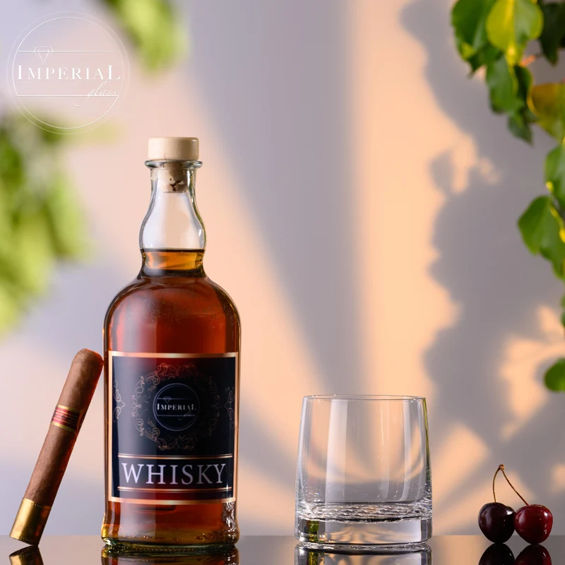IMPERIAL glass Whiskeygläser 6er Set Trinkgläser 380ml aus Crystalline Glas mit strukturiertem Boden "Faro" spülmaschinenfest