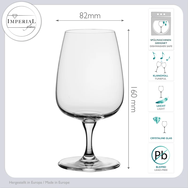 IMPERIAL glass eckige Wassergläser mit Stiel 4er Set aus Crystalline Glas 330ml "Milano" Spülmaschinenfest