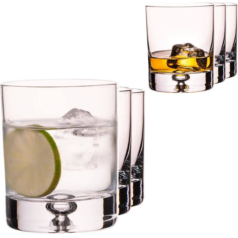 IMPERIAL glass Trinkgläser 6er Set 300ml aus Crystalline Glas "Lissabon" mit Luftblase im Boden Handmade