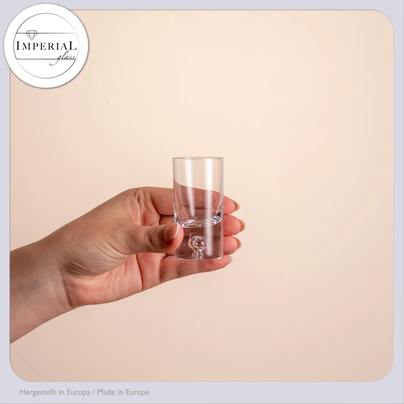 IMPERIAL Shotgläser 6er Set aus Crystalline Glas 30ml mit Luftblase im Boden Handmade "Lissabon"