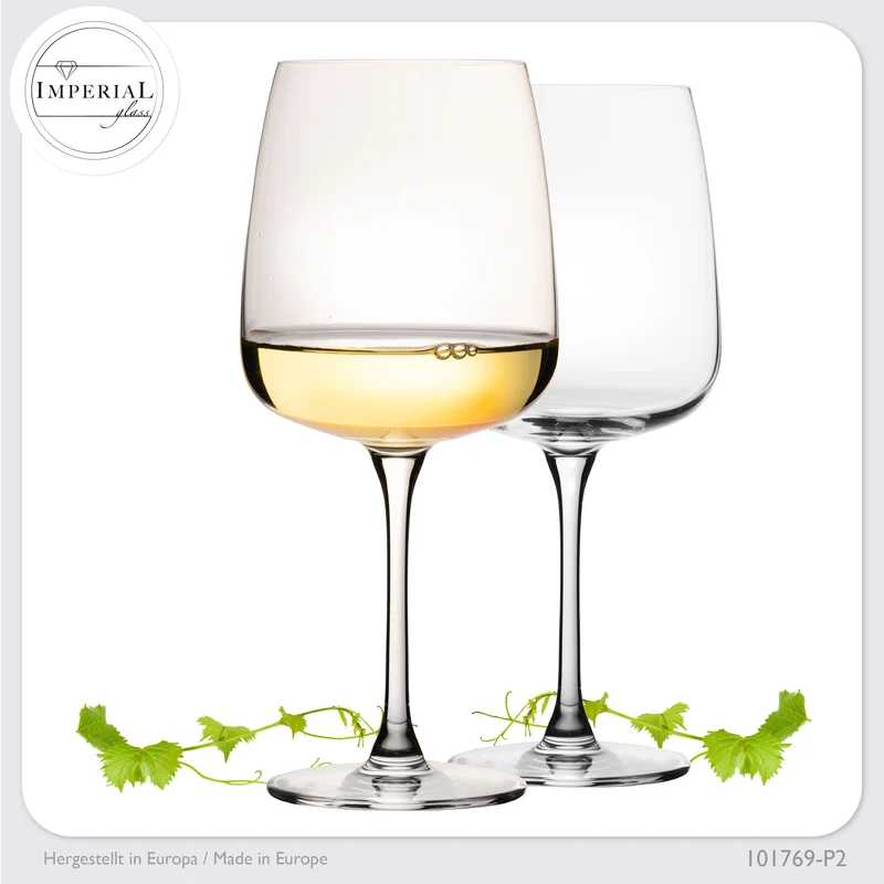 IMPERIAL glass Große Eckige Weißweingläser 480ml "Milano" Set 2-Teilig aus Crystalline Glas Spülmaschinenfest