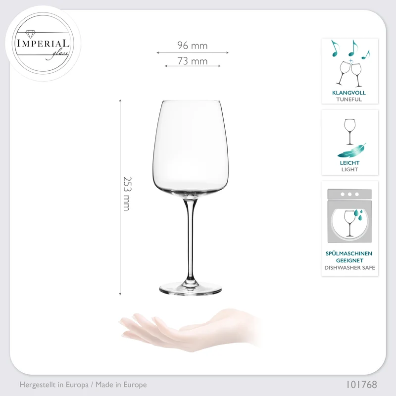 IMPERIAL glass Große eckige Rotweingläser 600ml Set 2-Teilig "Milano" aus Crystalline Glas Spülmaschinenfest